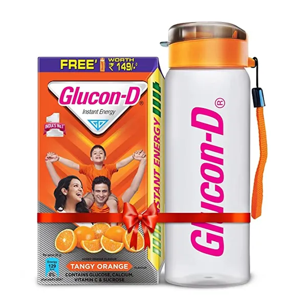 Glucon-D Instant Energy Health Drink Tangy Orange - 1kg Refill with free bottle