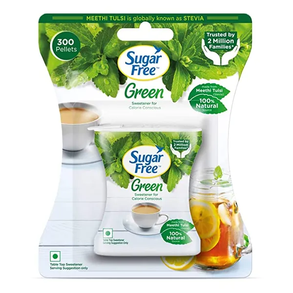 Sugar Free Green 100% Natural Sweetener and Sugar Substitute - 300 Pellets net weight 30g