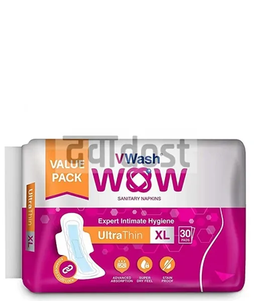 VWash Wow Ultra Thin Sanitary Napkins XL 30s