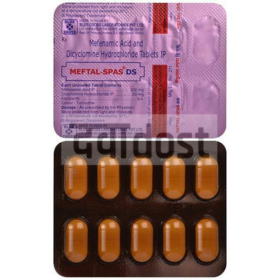 Meftal-Spas Dicyclomine 10mg & Mefenamic Acid 250mg Tablets, Blue Cross  Laboratories Ltd, Treatment: Menstrual Pain