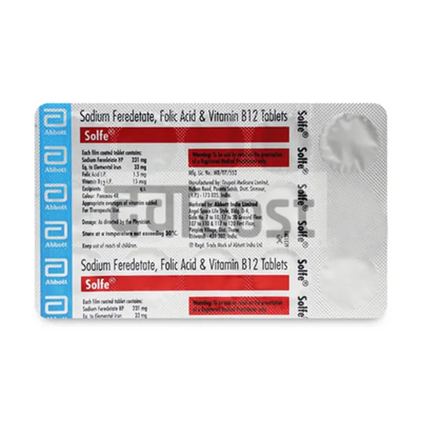 Solfe 231mg/1.5mg/15mcg Tablet 10s