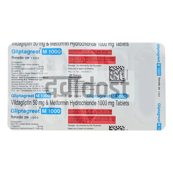 Gliptagreat M 1000mg/50mg Tablet 10s