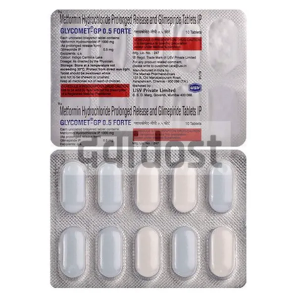 Glycomet GP 0.5mg/1000mg Forte Tablet PR 10s