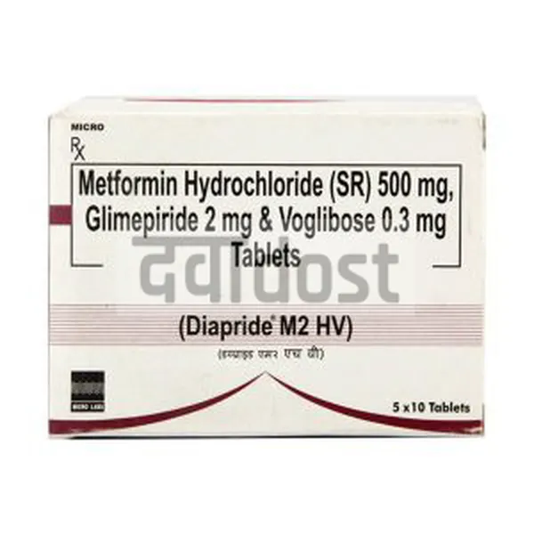 Diapride M2 HV 2mg/500mg/0.3mg Tablet SR