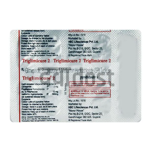 Triglimicure 2mg/500mg/15mg Tablet