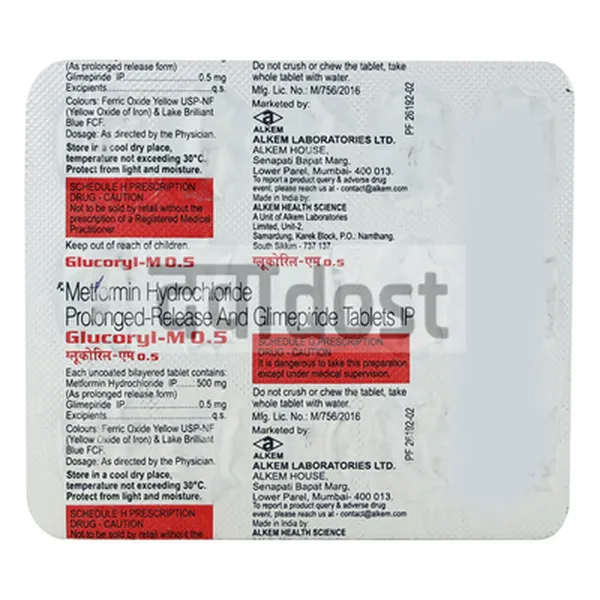 Glucoryl M 0.5mg/500mg Tablet 15s