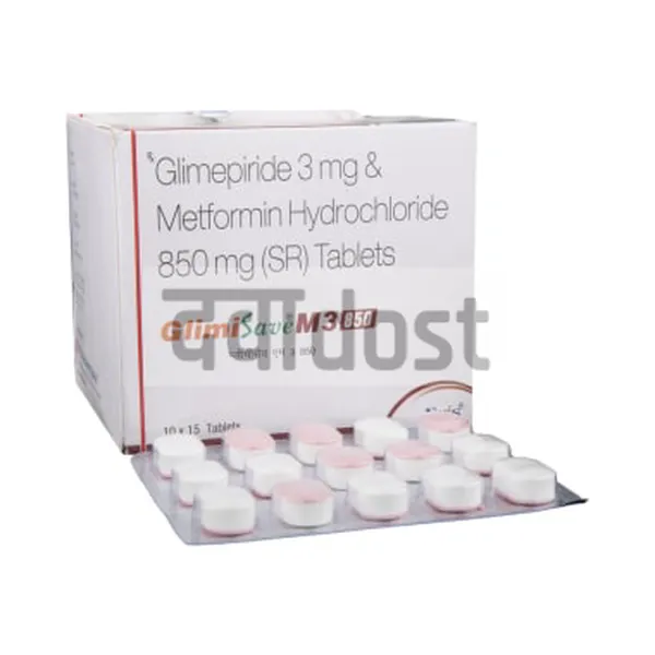 Glimisave M3 850mg/3mg Tablet SR 15s