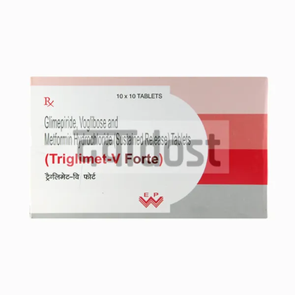 Triglimet V Forte 2mg/500mg/0.3mg Tablet SR 10s