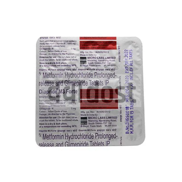 Diapride M 3mg/1000mg Forte Tablet PR