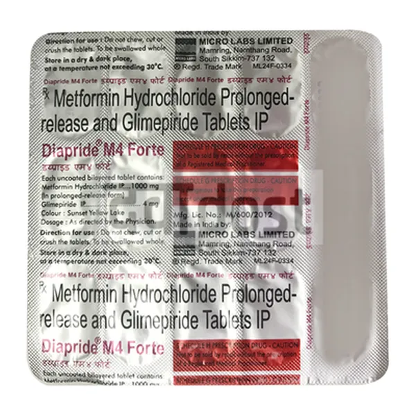 Diapride M 4mg/1000mg Forte Tablet PR 15s