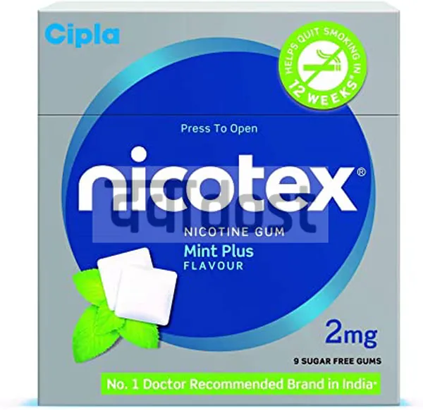 Nicotex Plus 2mg Chewing Gums Mint Sugar Free 9S