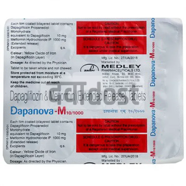 Dapanova M 10mg/1000mg Tablet 15s