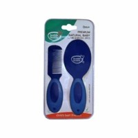 Buddsbuddy Premium Natural Baby Brush & Comb, Set 2 Pcs - Blue