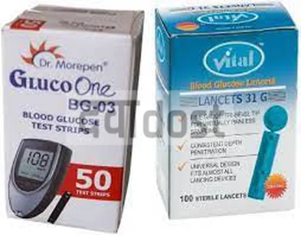 Dr Morepen BG 03 Gluco One 50 Blood Glucose Test Strips with 100 Lancets