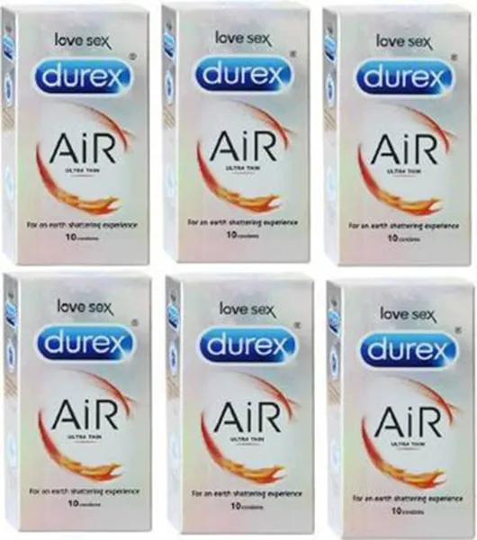 Durex Condoms, Air 10s-6N (Pack of 6)