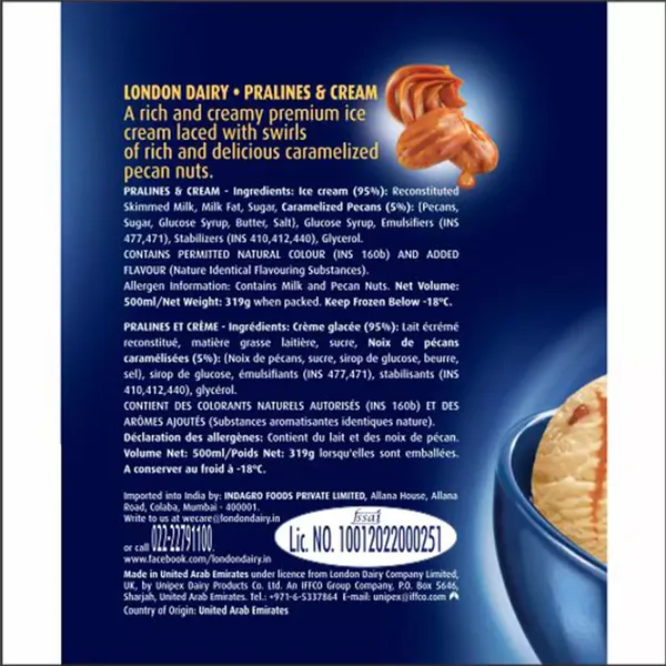 LOND I/C PRALINE/CRM 500ML