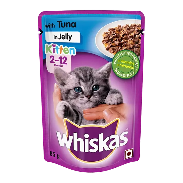 WHISKAS CAT FOOD WET JUNR TUNA 85GM