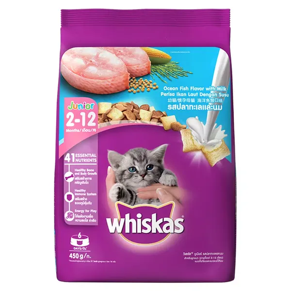 WHISK CAT FOOD DRY JUNR OCEAN FISH 450GM