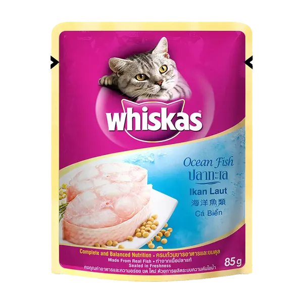 WHISKAS CAT FOOD WET OCEAN FISH 85GM