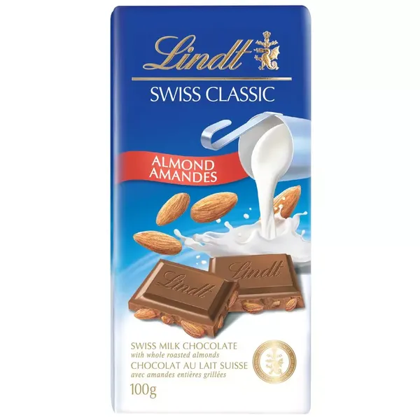 LINDT CHOC SWISS CLASSIC ALMOND 100GM