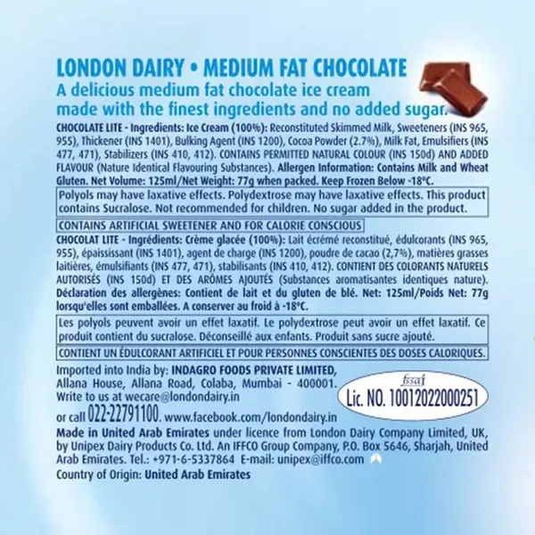 LOND I/C CHOCO LITE 125ML