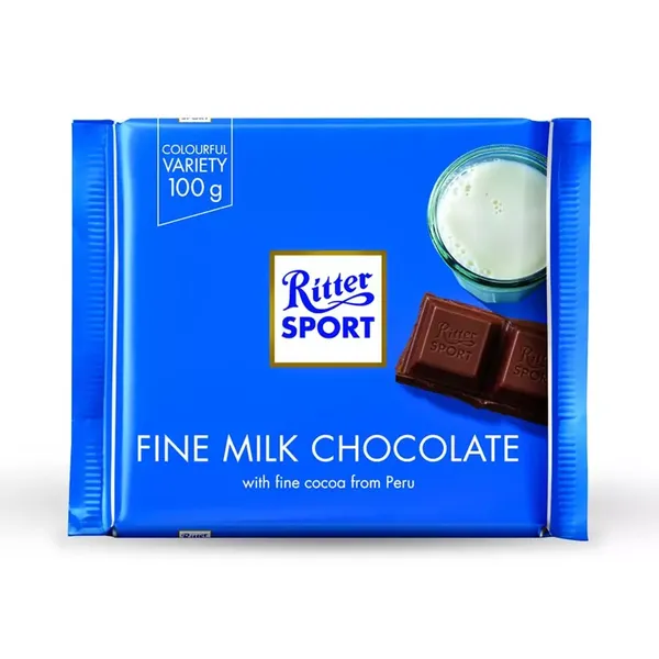 RITTER SPORT FINE MILK CHOCOLATE 100GM