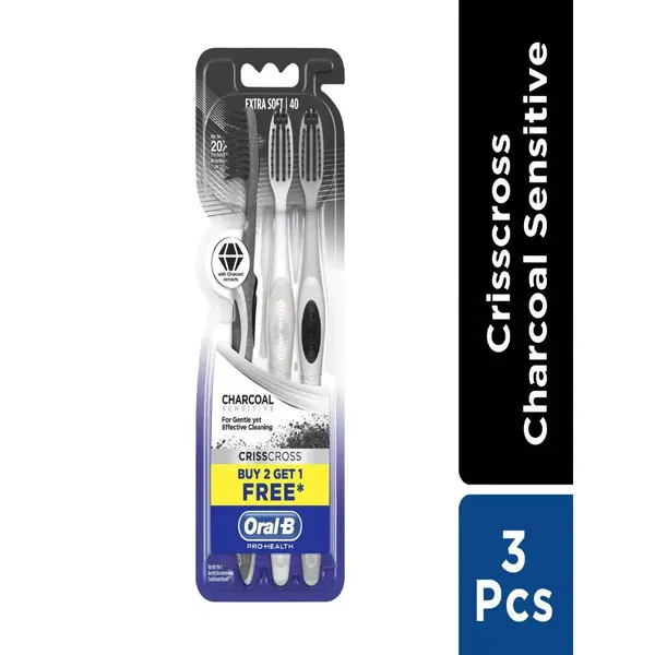 ORAL B T/BRUSH PRO HEA CHARCOAL SENSITIVE ES 2PC