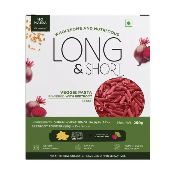 LONG N SHORT PASTA BEETROOT PENNE 250G