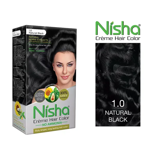 NISHA CREME COLOR BOX  NATURAL BLACK 1.0 138GM