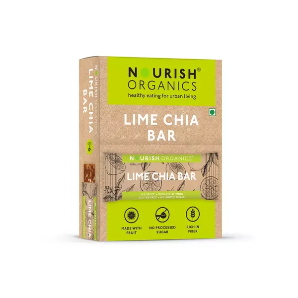 NOURISH ORGANIC BAR LIME CHIA 6X30GM