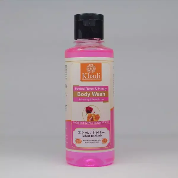 KHADI B/WASH ROSE/HONEY 210ML