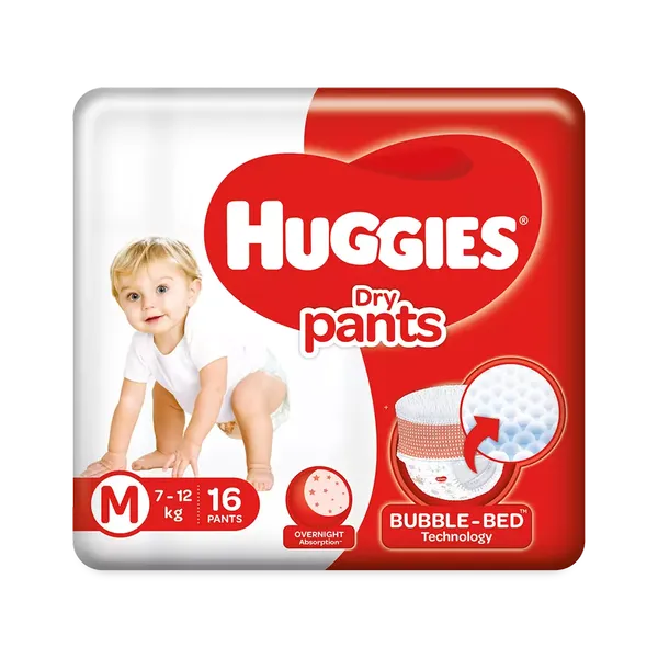 HUGG DIAP DRY PANTS M 16PC