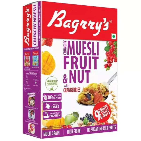 BAGRRY MUSELI FRUIT&NUT CRANBRY BX 400GM