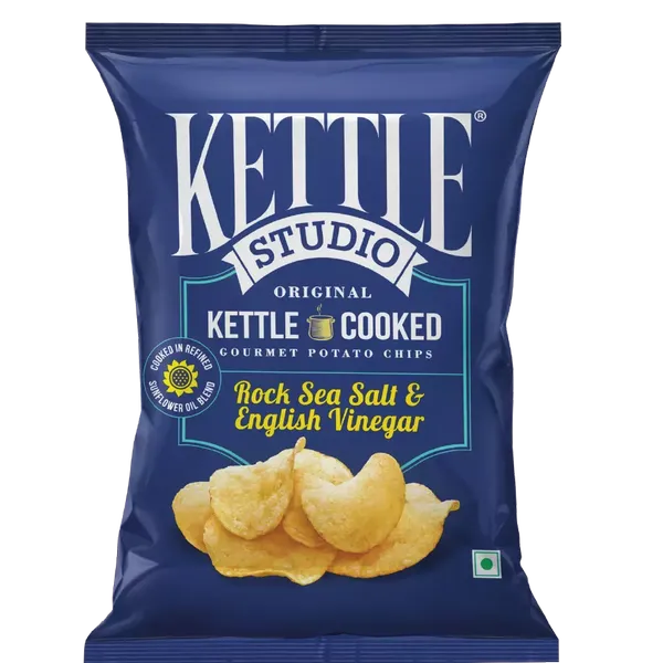 KETTLE CHIPS ROCK SALT/VINEGAR 125GM