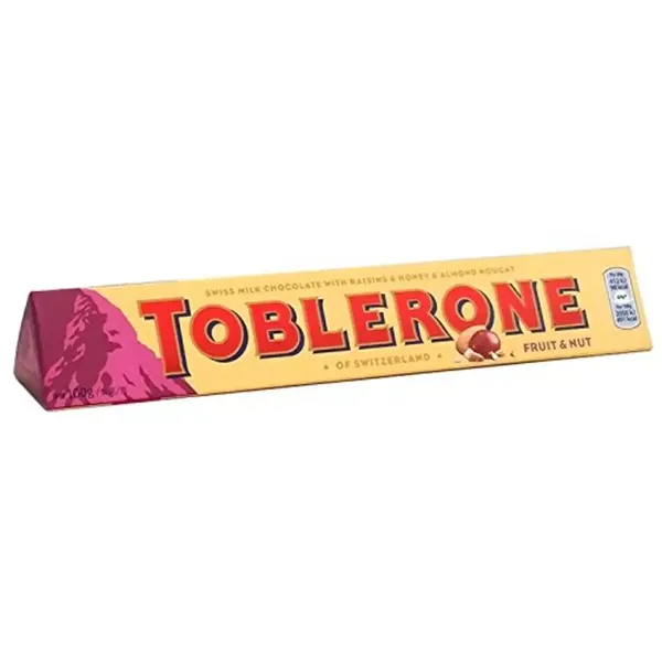 TOBLERONE CHOC FRUIT NUT BAR 100GM