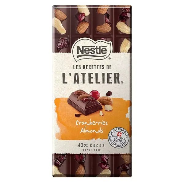 NESTLEL ATELIER CRANB ALMD 43%DARK 170GM