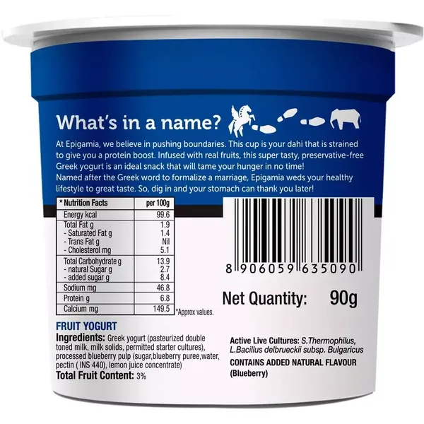 EPIGAMIA GREEK YOGURT BIUERRY 90GM