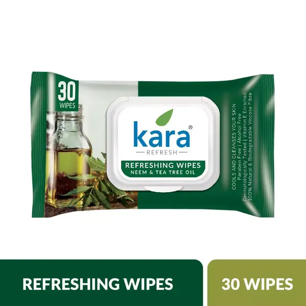 KARA F/WIPES TEA TREE/NEEM LID 25PC