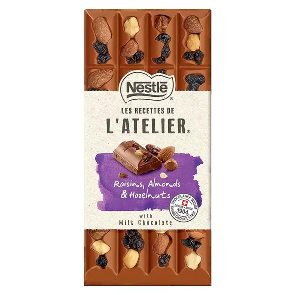 NESTLE L ATELIER CHOC RAISN ALMOND 170GM