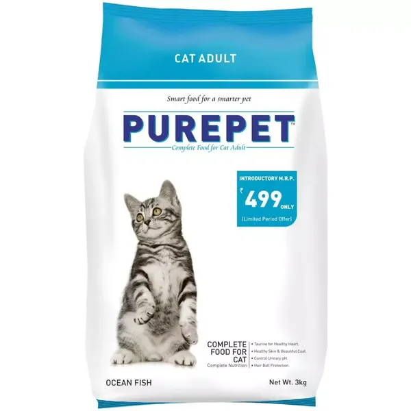 PUREPET CAT FOOD ADULT (+1 YEAR) DRY OCEAN FISH 3KG