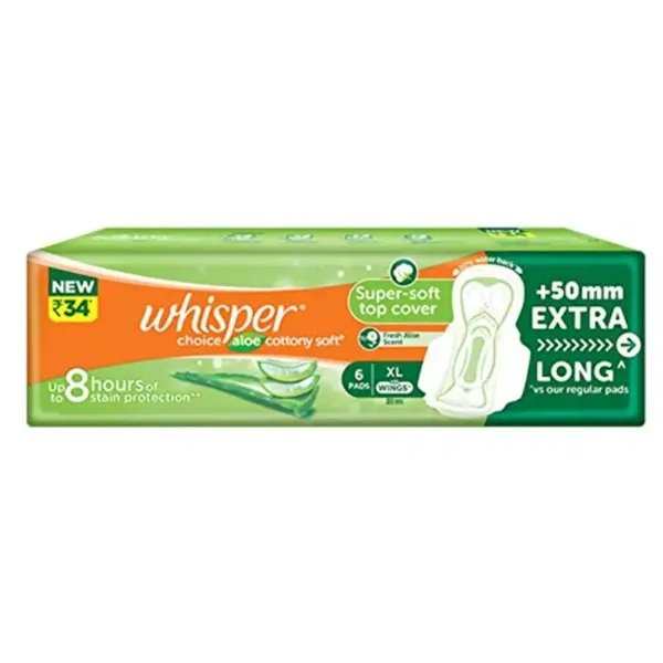 WHISPER SA/PADS CHOICE ALOEVERA 6PC