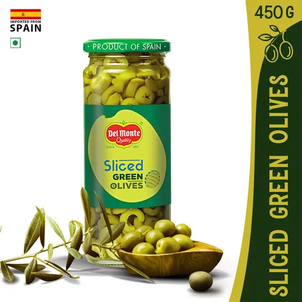 DEL MONTE SLICED GMREEN OLIVES 450GM