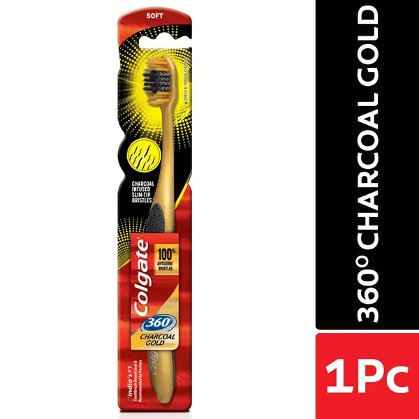 COLG T/BRUSH 360 CHARCOAL GOLD S 1PC