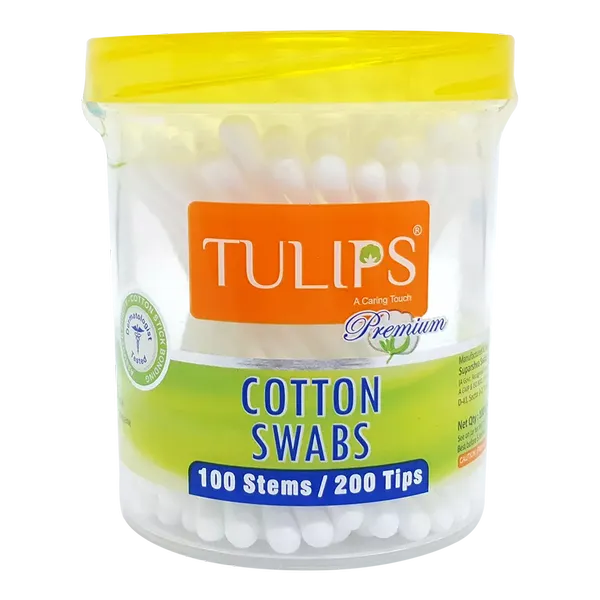 TULIPS PREMIUM EAR BUDS COTTON JAR 200PC