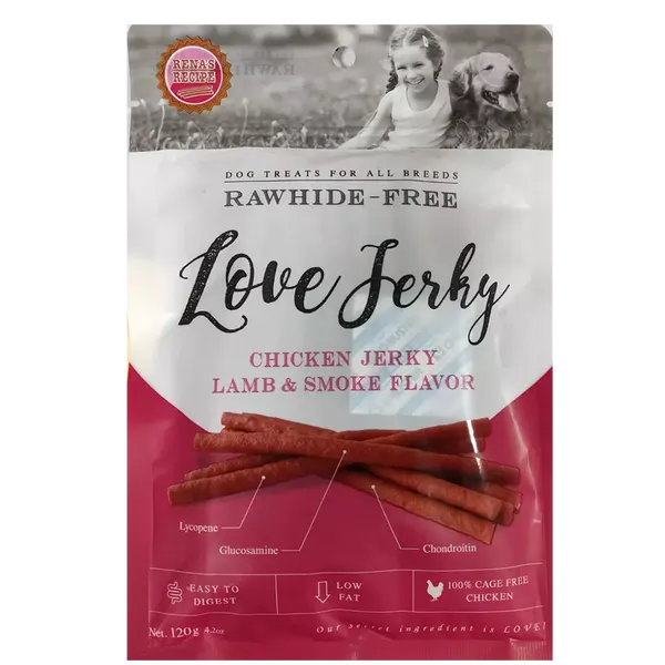 LOVE JERKY LAMB AND SMOKE DOG TREATS 120GM