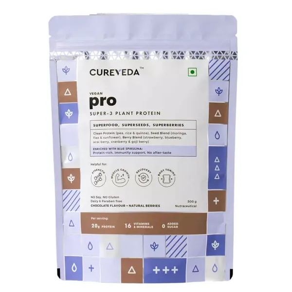 CUREVEDA VEGAN PRO CHOCO BERRY 500GM