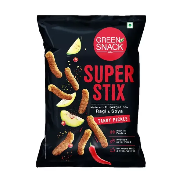 GREEN SNACK 6 GRAIN STIX PICKLE 85GM