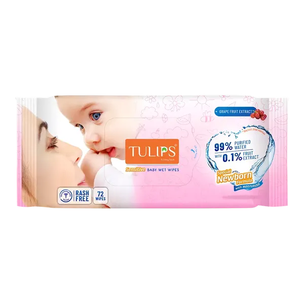 TULIPS BABY SENSITIVE WIPES 72PC