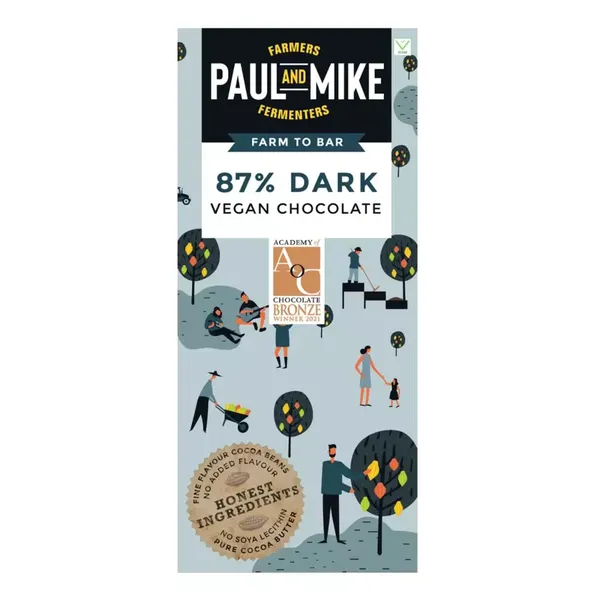 PAUL & MIKE CHOC  87% PLAIN 68GM