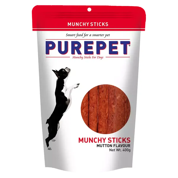 PUREPET MUNCHY STICKS MUTTON FLAVOUR DOG TREATS 400GM